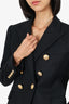 Balmain Black Wool Tetxured Double Breasted Blazer Size 42