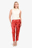 Dolce & Gabbana Red Silk Blend Paisely Pattern Pants Size 42