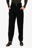 Judith & Charles Black Wool Belted Paperbag Trousers Size 0