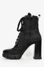 Prada Black Re-Nylon/Leather Heeled Combat Boots Size 40