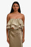 L'Idee Gold Pleated Flounce 'Romance' Strapless Top Size S