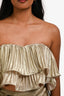 L'Idee Gold Pleated Flounce 'Romance' Strapless Top Size S