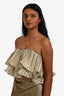 L'Idee Gold Pleated Flounce 'Romance' Strapless Top Size S