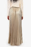 L'Idee Gold Pleated 'Romance' Maxi Skirt Size S