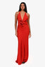 Silvia Tcherassi Red Rosette Plunge Gown Size S