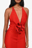Silvia Tcherassi Red Rosette Plunge Gown Size S