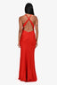 Silvia Tcherassi Red Rosette Plunge Gown Size S