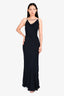 Misha Navy Sheer High Neck Sleeveless Gown Size S