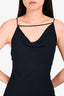 Misha Navy Sheer High Neck Sleeveless Gown Size S