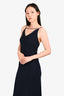 Misha Navy Sheer High Neck Sleeveless Gown Size S