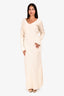 Helsa Cream Satin 'Angelica' Backless Long-sleeve Maxi Dress Size Small