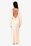 Helsa Cream Satin 'Angelica' Backless Long-sleeve Maxi Dress Size Small