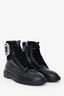 Roger Vivier Black Leather Crystal Buckle Lace Up Ankle Boots Size 36