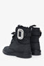 Roger Vivier Black Canvas Crystal Buckle Lace-Up Ankle Boots Size 35