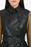 Burberry Brit Olive Green/Black Leather/Cotton Jacket Size 4