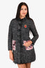 Dolce & Gabbana Black/Pink Tweed Floral Pocket Coat Size 38