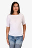 Brunello Cucinelli White Beaded Shoulder T-Shirt Size XS