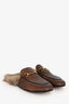 Gucci Brown Leather Horsebit Fur Lined Slip-Ons Size 36