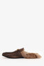 Gucci Brown Leather Horsebit Fur Lined Slip-Ons Size 36
