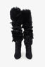 Saint Laurent Black Suede Faux Fur Jokull 105 Over The Knee Boots Size 39