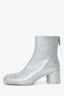 Maison Margiela MM6 Silver Glitter Square-Toe Booties Size 38