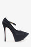 Amina Muaddi Black Satin Yigit 150mm Platform Pumps Size 39