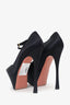 Amina Muaddi Black Satin Yigit 150mm Platform Pumps Size 39