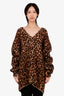 Balenciaga Leopard Print Wool Blend V-Neck Sweater Size M