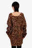 Balenciaga Leopard Print Wool Blend V-Neck Sweater Size M