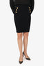 Balmain Black Ribbed Knit Midi Skirt Size 36