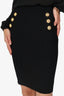 Balmain Black Ribbed Knit Midi Skirt Size 36