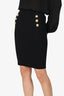 Balmain Black Ribbed Knit Midi Skirt Size 36