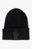 Moncler Black Ribbed Knit Logo Embroidery Beanie