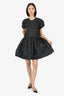 Simone Rocha Black Textured Ruched Short Sleeve Mini Dress Size 12