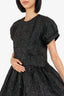 Simone Rocha Black Textured Ruched Short Sleeve Mini Dress Size 12