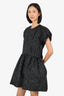 Simone Rocha Black Textured Ruched Short Sleeve Mini Dress Size 12