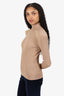 Balmain Brown Gold Button Ribbed Knit Turtle Neck Sweater Size 38