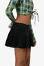 Mugler Black Ruffled Denim Mini Skirt Size 38