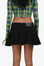 Mugler Black Ruffled Denim Mini Skirt Size 38