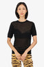 3.1 Phillip Lim Black Ribbed Knit Short Sleeve Top Size L