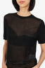 3.1 Phillip Lim Black Ribbed Knit Short Sleeve Top Size L