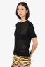 3.1 Phillip Lim Black Ribbed Knit Short Sleeve Top Size L