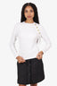 Balmain White Gold Button Ribbed Knit Sweater Size 38