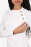 Balmain White Gold Button Ribbed Knit Sweater Size 38