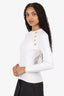 Balmain White Gold Button Ribbed Knit Sweater Size 38