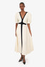 Gabriela Hearst White/Black Lilias Virgin Wool Maxi Dress Size 46