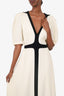 Gabriela Hearst White/Black Lilias Virgin Wool Maxi Dress Size 46
