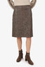 Burberry Brown Leather Cut-Out Midi Skirt Size 8