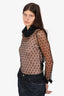 Saint Laurent Black Mesh Polka Dot Open Back Top Estimated Size M
