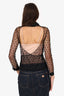Saint Laurent Black Mesh Polka Dot Open Back Top Estimated Size M